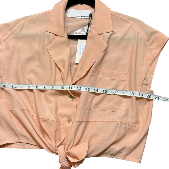 Pink Martini Kalina Top- Orange Tie Front Cropped Blouse- Size XS - Picture 10 of 11